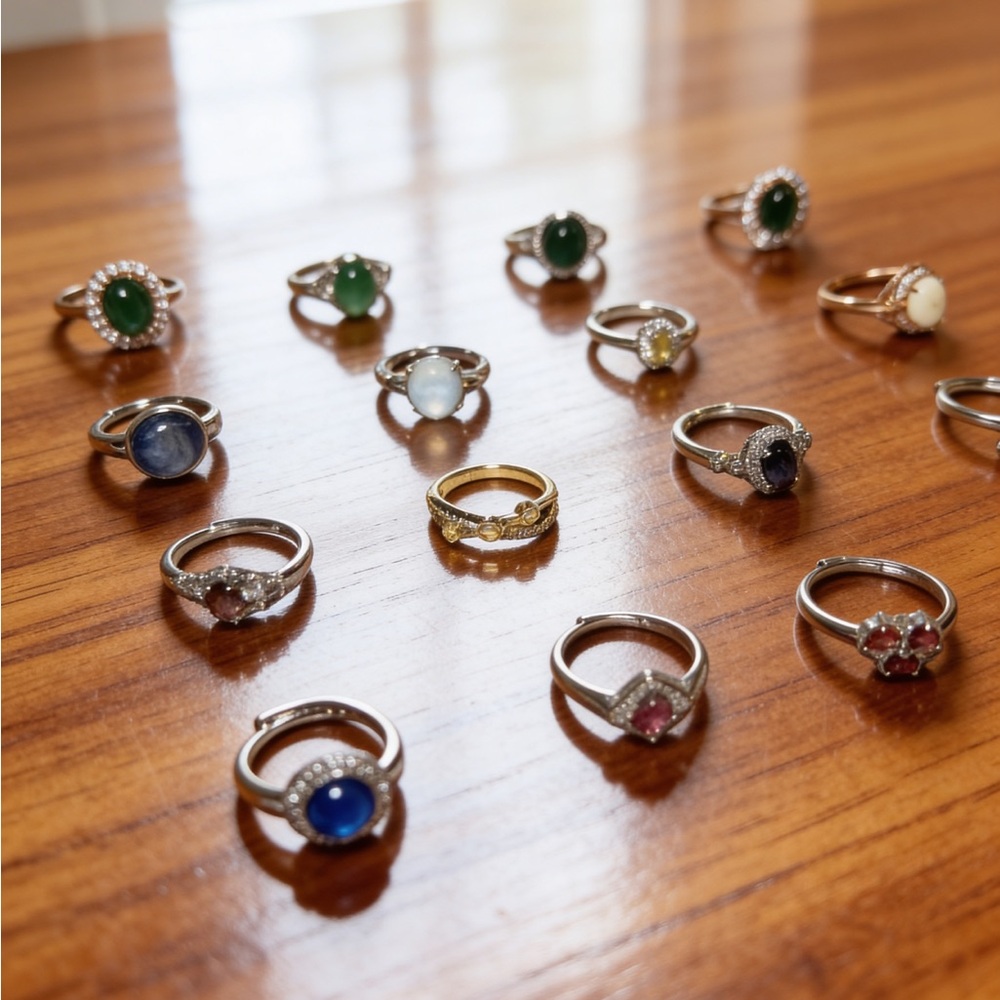 Elegant Adjustable Rings in Silver and Gold Gemstone Ring / $15 each